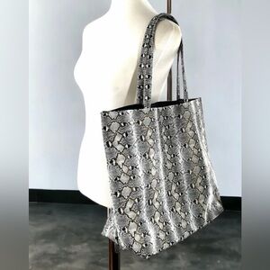 Saks Fifth Avenue Snakeskin Embossed Large Tote Bag